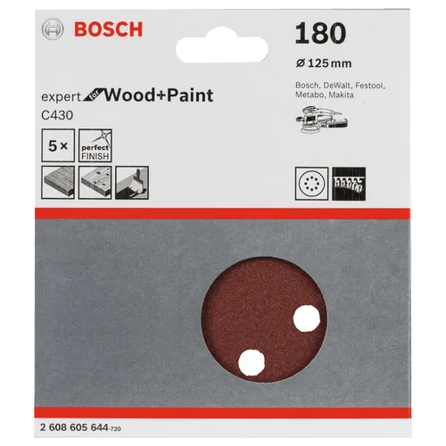 Sliprondell C430 Expert Trä/Färg 125 mm, K180, 5-pack