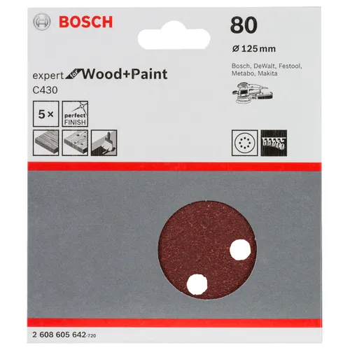 Sliprondell C430 Expert Trä/Färg 125 mm, K80, 5-pack