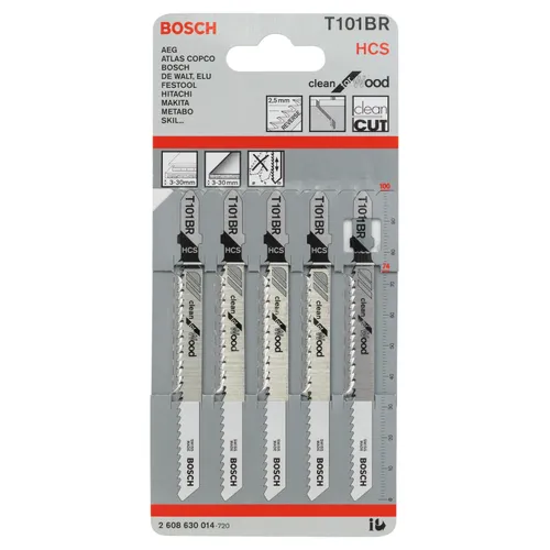Sticksågsblad T 101 BR Clean Trä omvänd 100 mm, 5-pack