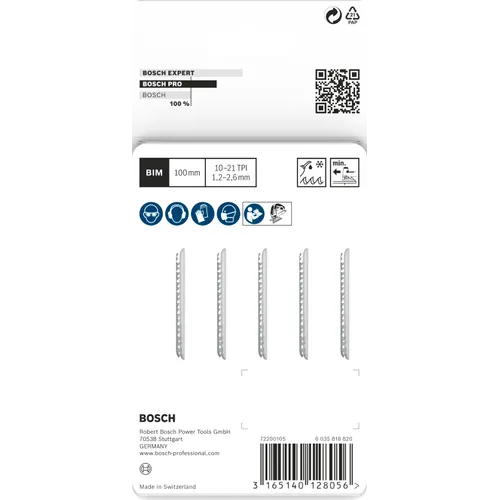 Sticksågsblad T 123 XF Metall 100 mm, 5-pack