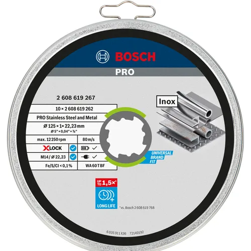 Kapskiva X-Lock Standard Inox 125 mm, 10-pack