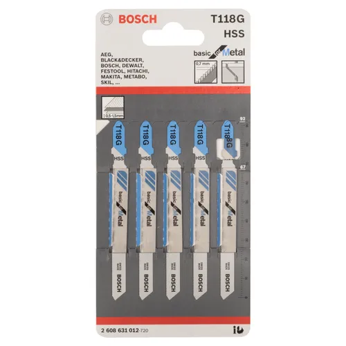Sticksågsblad T 118 G Basic Metall 92 mm, 5-pack