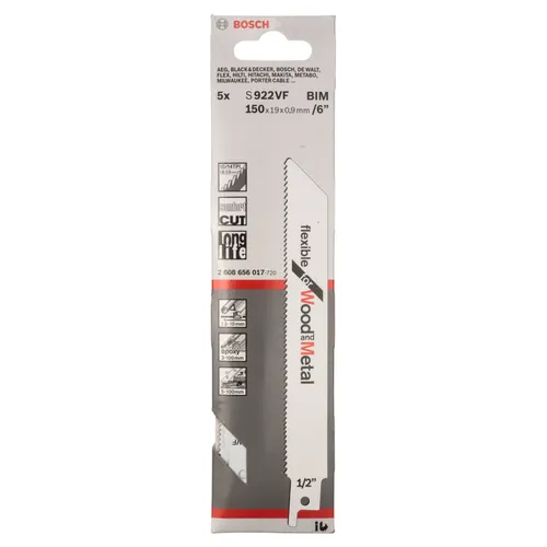 Tigersågblad S 922 VF Flexible for Wood and Metal 150 mm, 5-pack