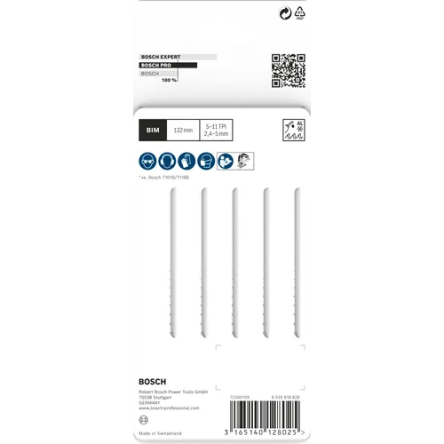 Sticksågsblad T 345 XF Trä/Metall 132 mm, 5-pack