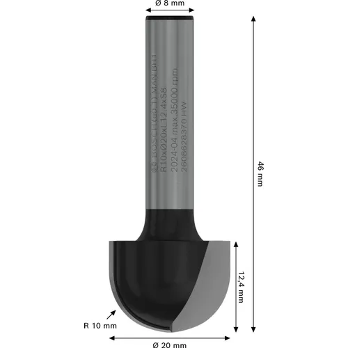 Hålkälsfräs HM Radie 10 mm