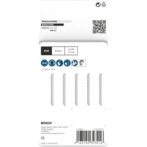 Sticksågsblad T 101 BIF Laminat 83 mm, 5-pack