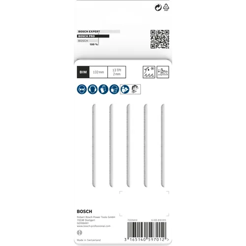 Sticksågblad T 321 BF Speed Metall 132 mm, 5-pack