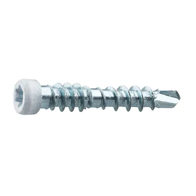 List- & foderskruv med borrspets och stödgänga Trä/Stål 4,0x28 mm, Vit, 100 st/frp