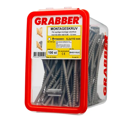 Montageskruv utvändig 5,2x110 mm, 100 st/frp