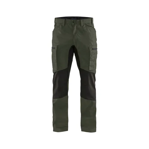 Servicebyxa Plain m. stretch, Armégrön/Svart Strl C54