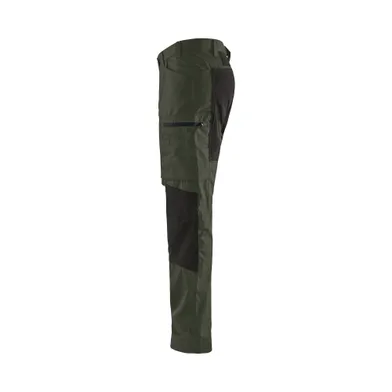 Servicebyxa Plain m. stretch, Armégrön/Svart Strl. C48