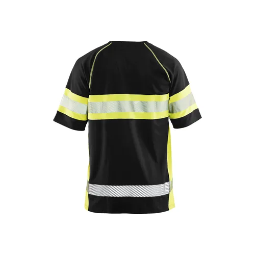 T-shirt Pikéstickad, Varsel, Svart/Gul Strl. L