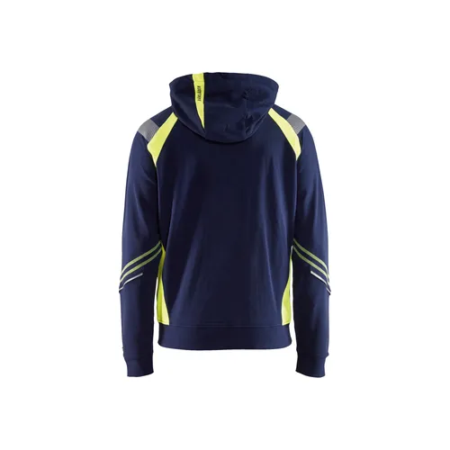 Luvtröja med dragkedja, Marinblå/Varselgul Strl. XL