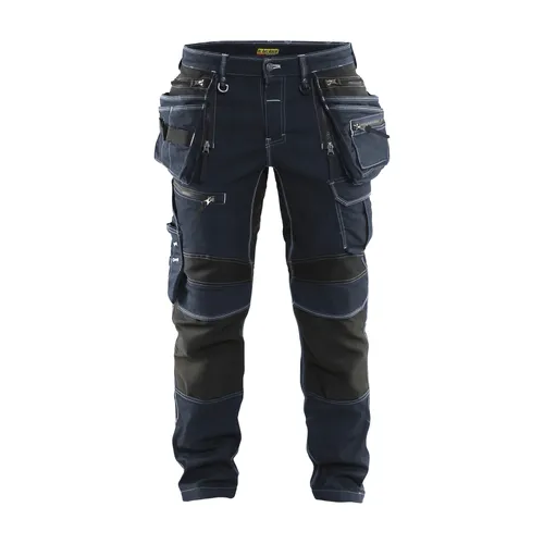 Hantverksbyxa Denim m. stretch X1900, Marinblå/Svart Strl. C58