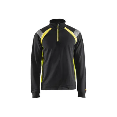 Tröja halfzip, Svart/Varselgul Strl. XL