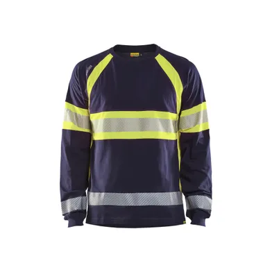 Långärmad T-shirt Varsel, Marinblå/Gul Strl. L