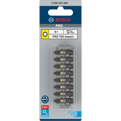 Bits Torx 25 mm Impact Control T20, 8-pack