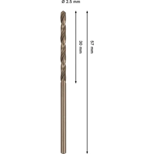 Metallborr HSS-CO 2,5x30/57 mm, 1-pack
