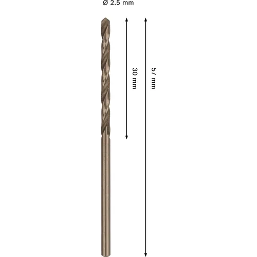 Metallborr HSS-CO 2,5x30/57 mm, 1-pack
