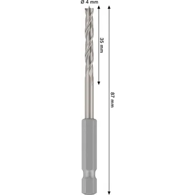 Träspiralborr, 1/4-tum insexskaft 4x43/88 mm, 1-pack