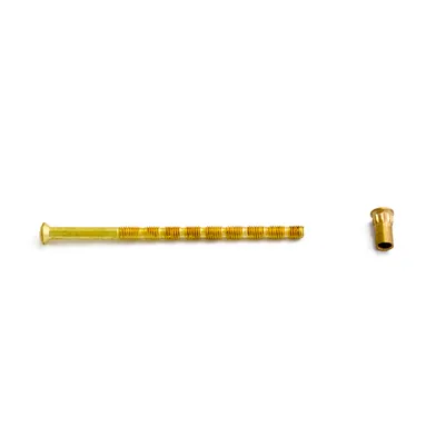 Skruv med hylsmutter M5 90 mm, Polerad mässing, 2-pack