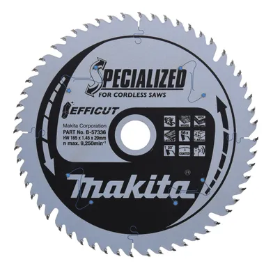 Cirkelsågklinga Efficut B-57336 Trä 56T, 165x20x1,45 mm