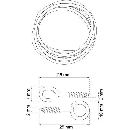 Gardinspiral 4x2000 mm, Vit