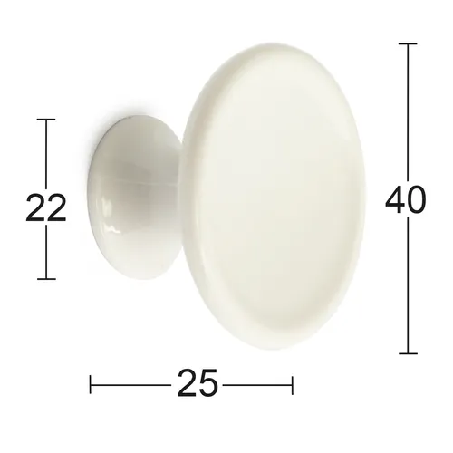 Knopp Aron 40 mm, Vit, 2-pack