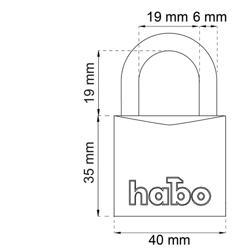 Hänglås 903-1 Klass 1, 40x6 mm, CC 19 mm