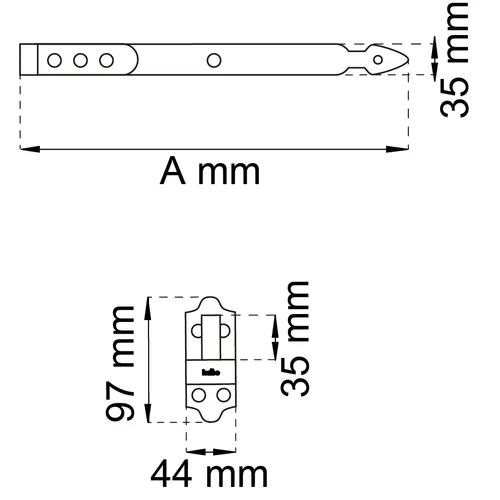Hakgångjärn 214 400 mm, FZB, 2-pack