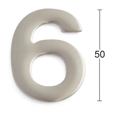 Siffra självhäftande 50 mm Nr 6, Rostfri