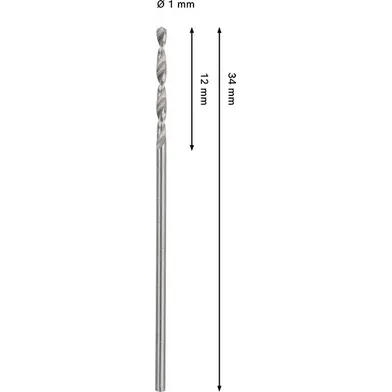 Metallborr HSS-G 1,0x34 mm, 2-pack