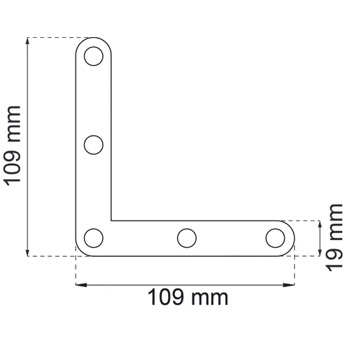 Hörnjärn rundad 109x109x19 mm, FZB, 4-pack
