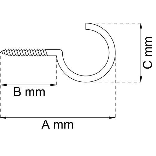 Skruvkrok 60 mm, Ø 3,5 mm, Svart, 5-pack