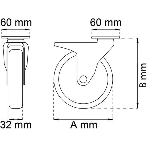 Länkhjul m. totalbroms FZB 100 mm