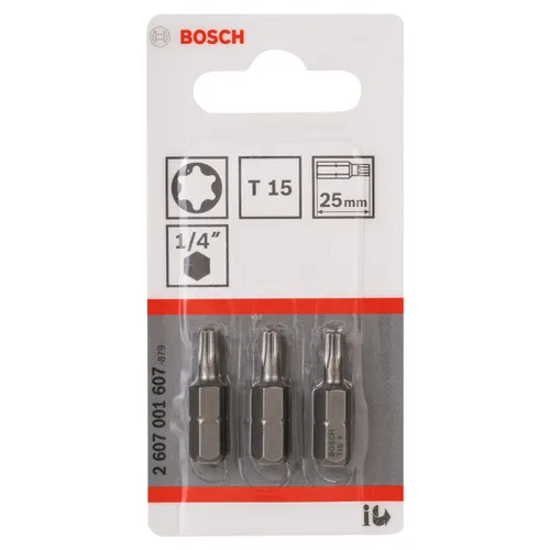 Bits Torx 25 mm Extra Hard T15, 3-pack