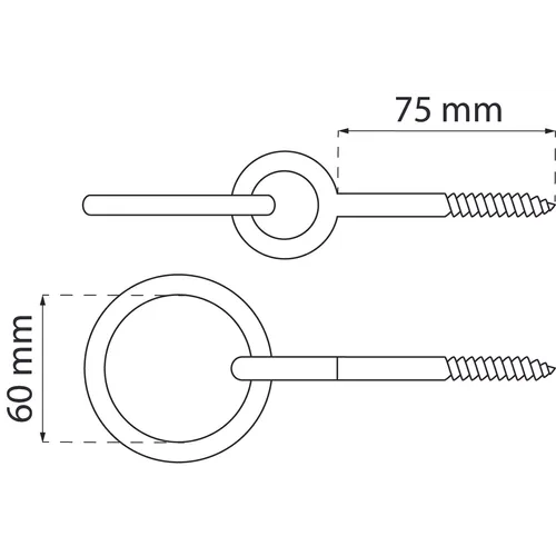 Skruvögla Trä m. ring 75 mm, FZB