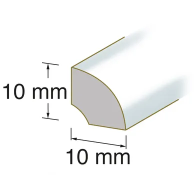 Kvartslist 10x10 mm 250 cm, Vit