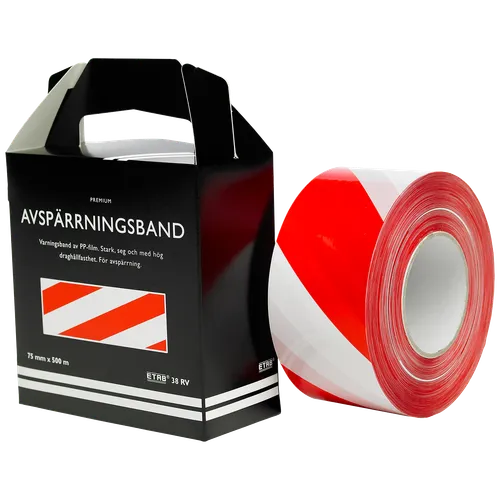 Varningsband/Avspärrningsband 38 Vit/röd