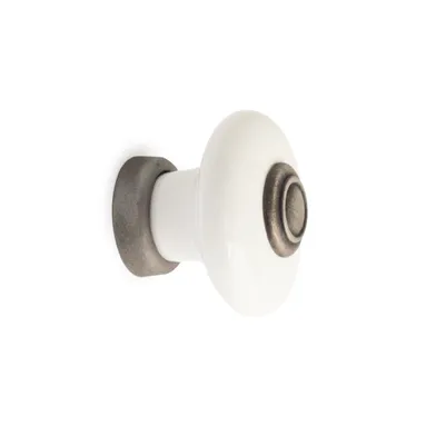 Knopp Erik 37 mm, Vit/Borstad tenn