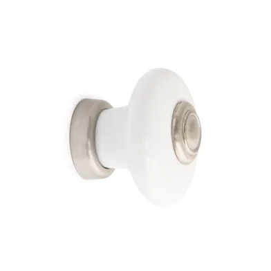 Knopp Erik 37 mm, Vit/Borstad nickel