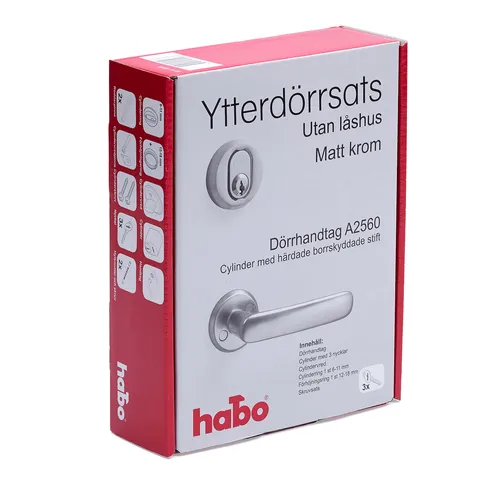 Ytterdörrsats A2560 u. låshus Matt krom