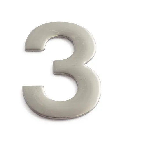 Siffra självhäftande 50 mm Nr 3, Rostfri