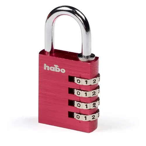 Hänglås 203, kodlås - Alu. 38x6 mm, CC 26 mm, Röd