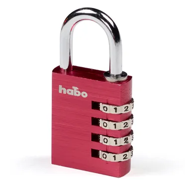 Hänglås 203, kodlås - Alu. 38x6 mm, CC 26 mm, Röd