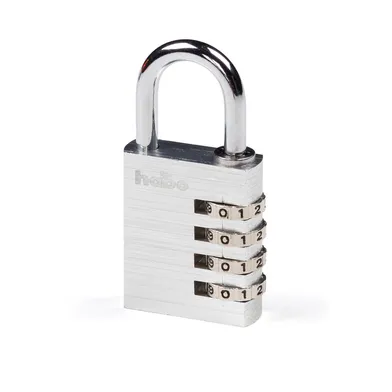 Hänglås 203, kodlås - Alu. 38x6 mm, CC 26 mm, Silver