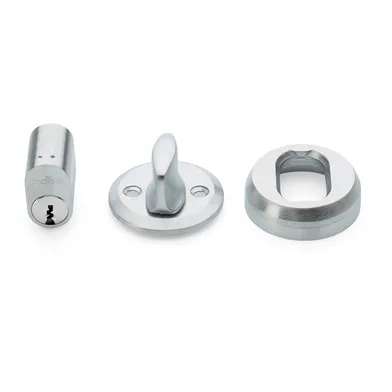 Cylinderlåssats 42 Borstad krom