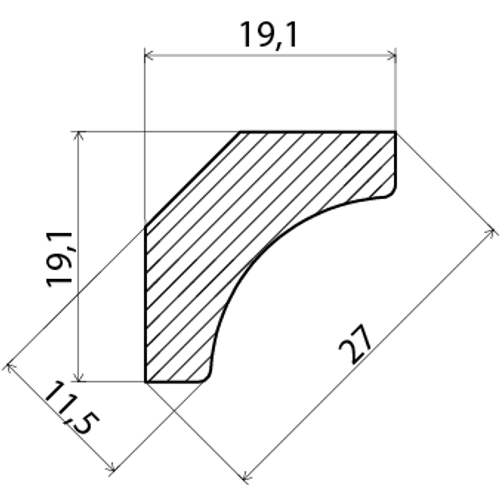 Hålkälslist obehandlad furu 12x27 mm, Löpmeter