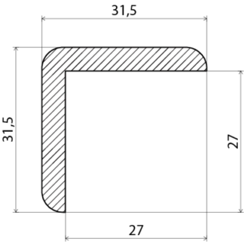 Hörnlist vitmålad furu, NCS 0500-N 33x33 mm, 2700 mm
