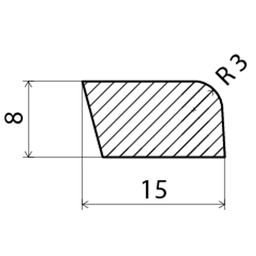 Smyglist obehandlad furu 8x15 mm, Löpmeter